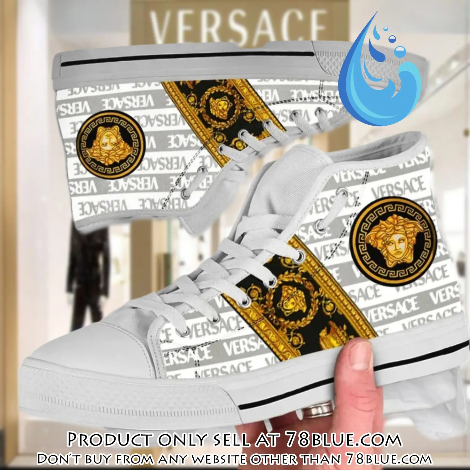 Versace medusa golden premium high top canvas shoes luxury brand gifts for men women 78b0028273